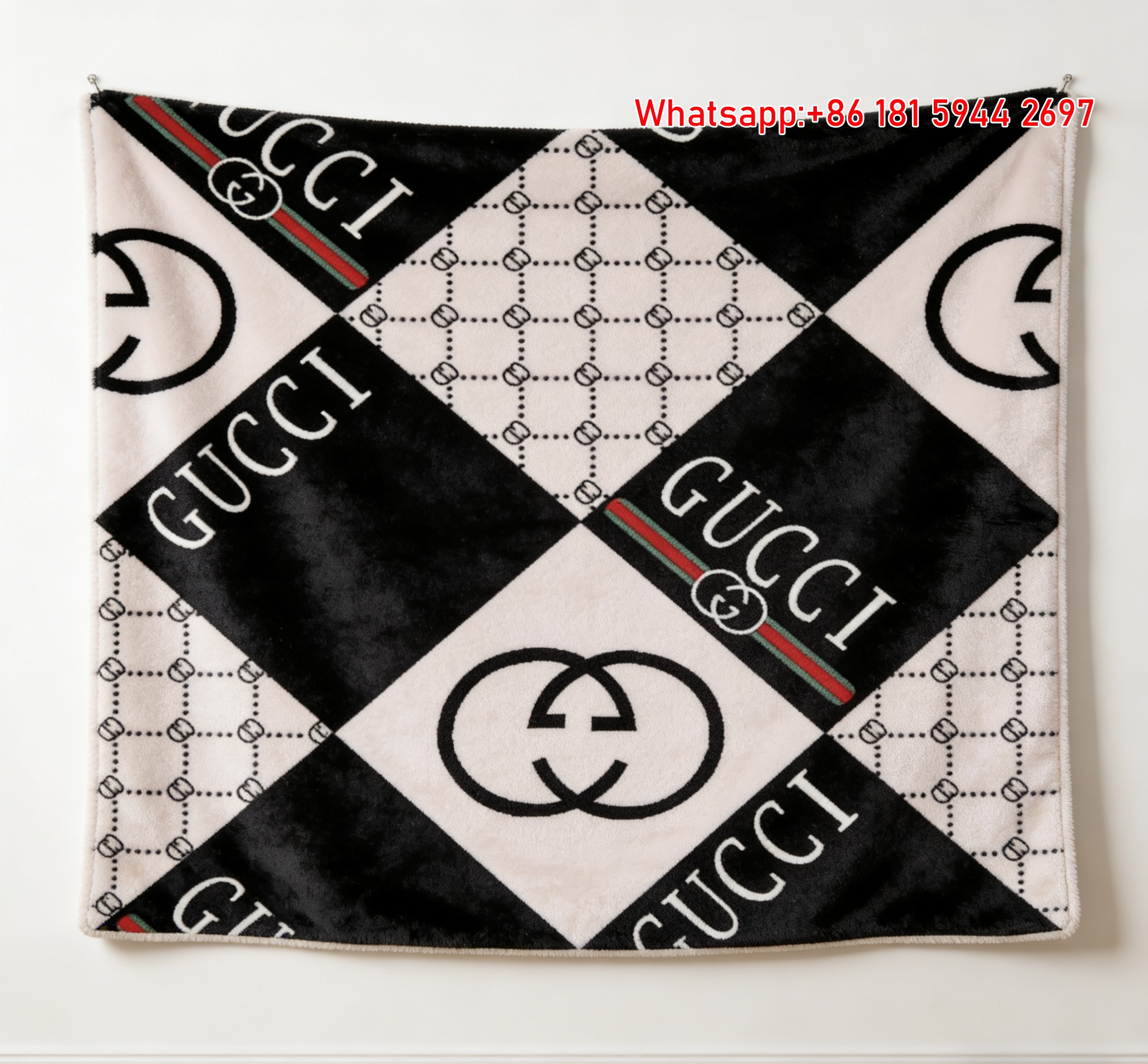 Gucci Checkerboard GG Monogram Throw blankets Black & Pink Gucci Wall Tapestry IMG_2604